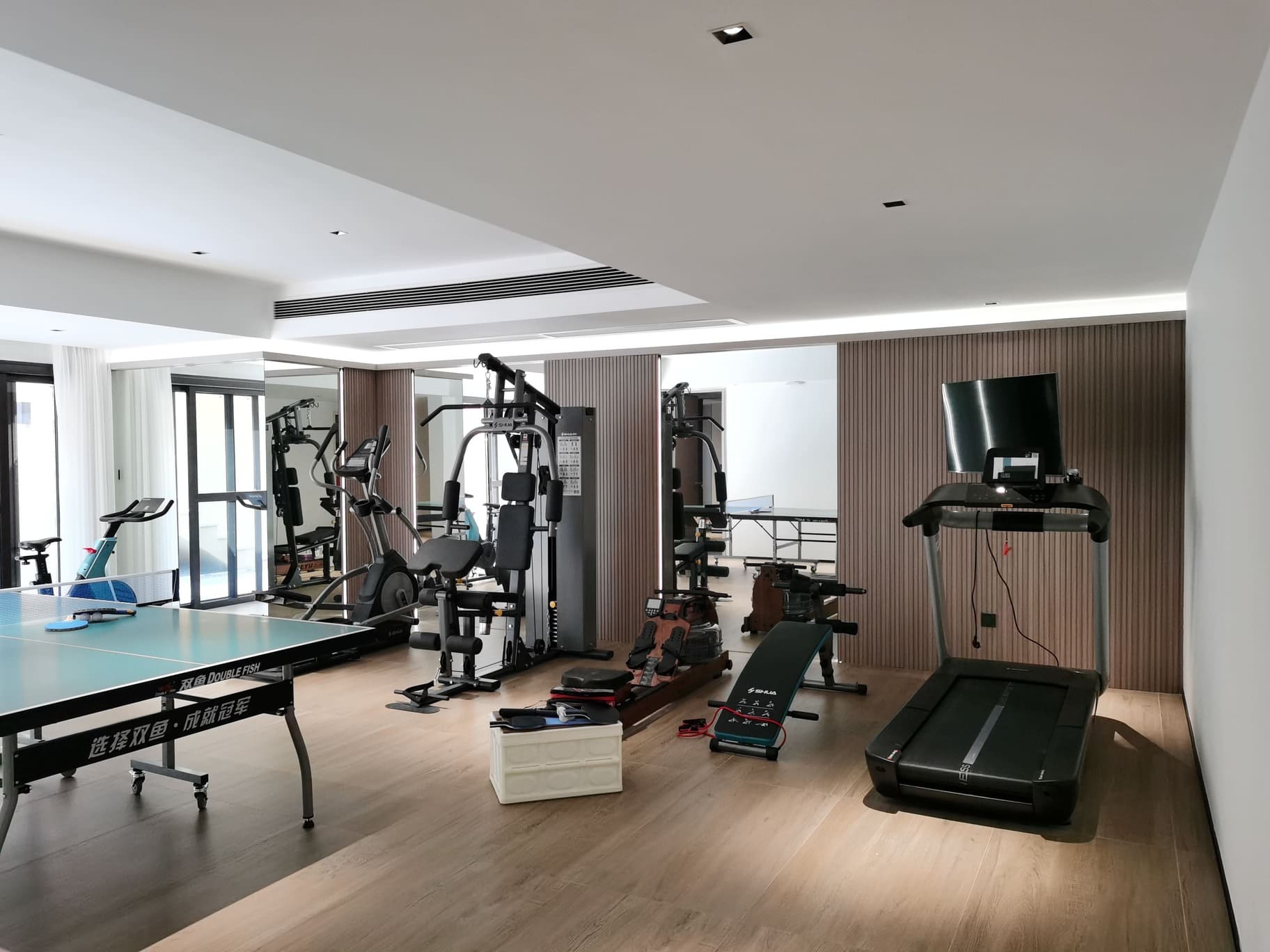 gym with pvc wall panel