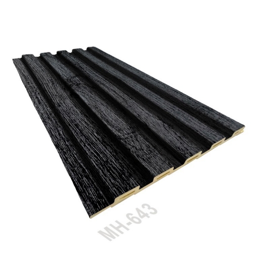 Dark Black Wood Grain Uneven Growth Rings PVC Film Indoor WPC Wall Panel