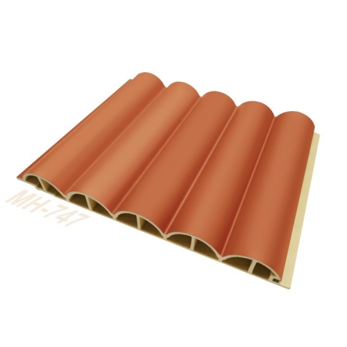 Light Orange Half Round Wave Interior PVC Film Bamboo Fiber Wall Panel