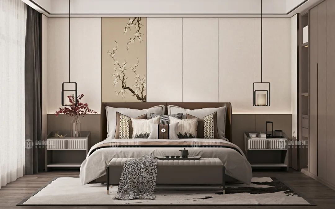 Beautiful, nobleness!  7 kinds ofnew Chinese style bedroom background wall design